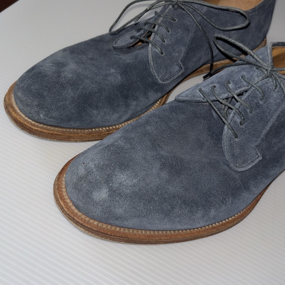 Barneys New York Mens Suede Dress Shoes 9 M Blue 100% Leather Made In Italy - Picture 3 of 9